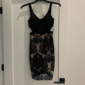 Black and Tan knee length cocktail dress size 3